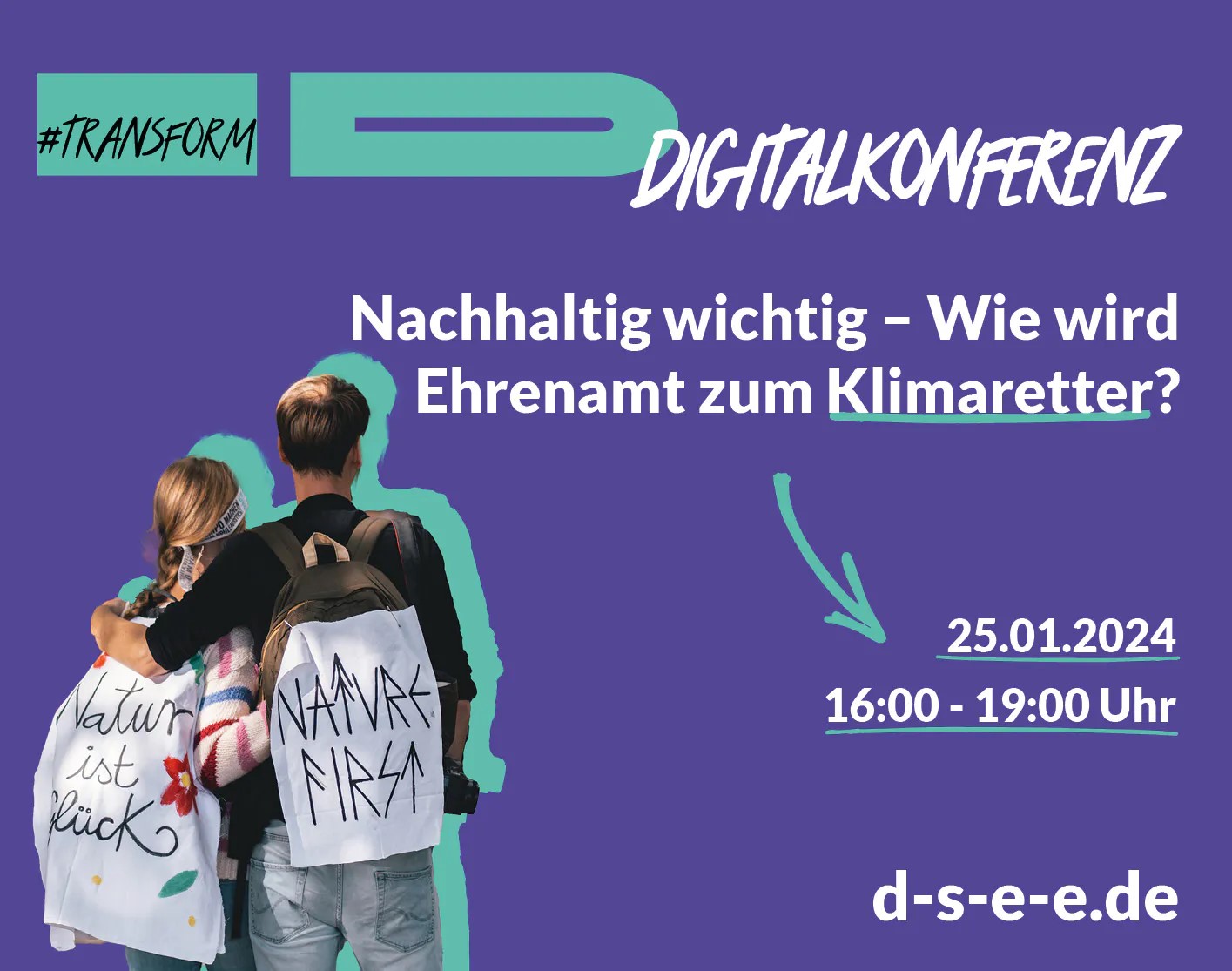 Symbolbild für die Veranstaltung „transform_d Digitalkonferenz: Nachhaltig wichtig! Wie wird Ehrenamt zum Klimaretter?“
