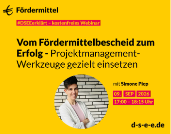 Symbolbild für die Veranstaltung „DSEEerklärt Fördermittel: Vom Fördermittelbescheid zum Erfolg - Projektmanagement-Werkzeuge gezielt einsetzen“