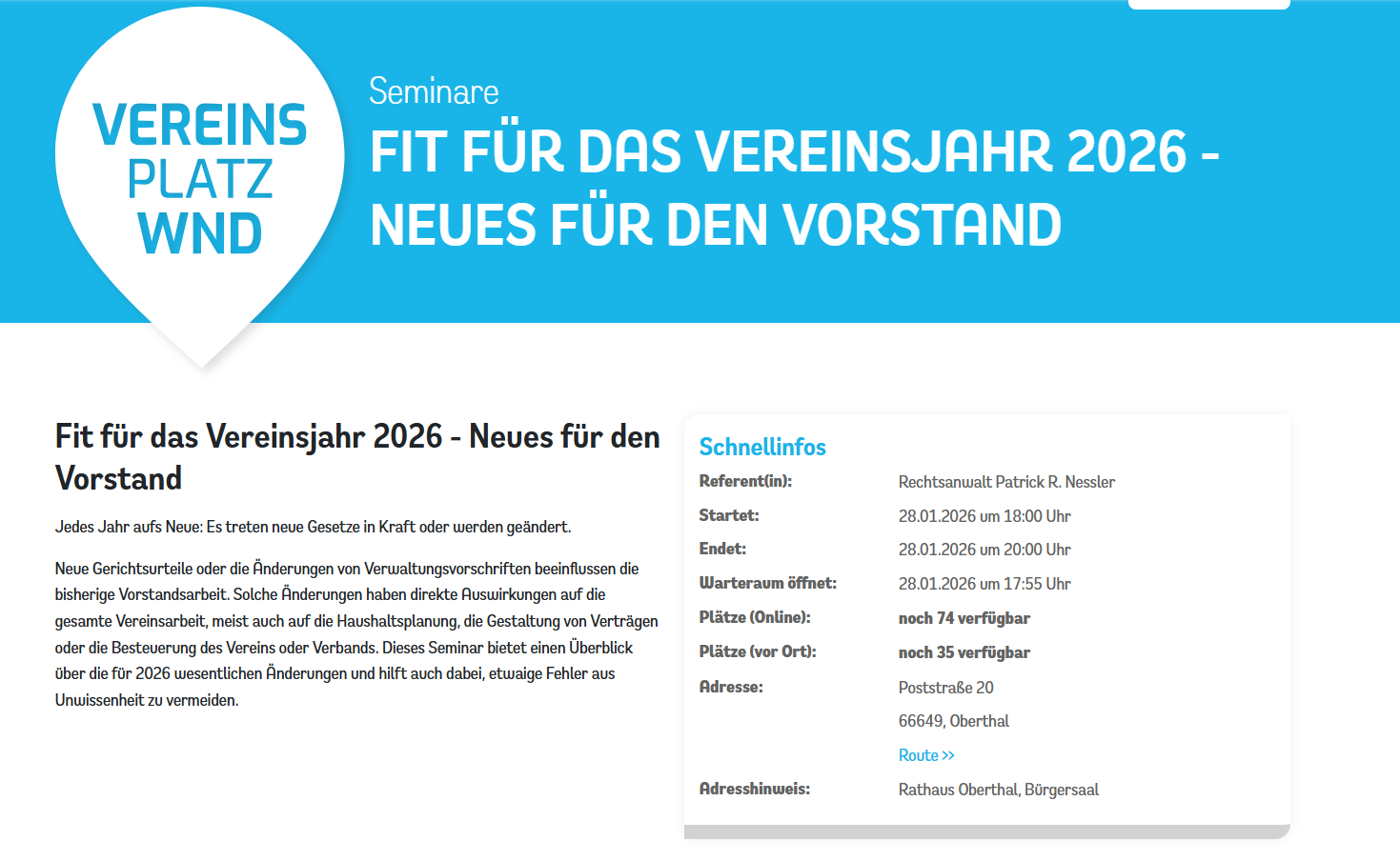 Symbolbild für die Veranstaltung „Fit für das Vereinsjahr 2026 – Neues für den Vorstand“