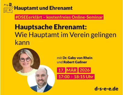 Symbolbild für die Veranstaltung „Hauptamt und Ehrenamt: Hauptsache Ehrenamt - Wie Hauptamt im Verein gelingen kann“