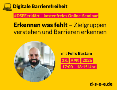 Symbolbild für die Veranstaltung „Digitale Barrierefreiheit: Erkennen was fehlt – Zielgruppen verstehen und Barrieren erkennen“