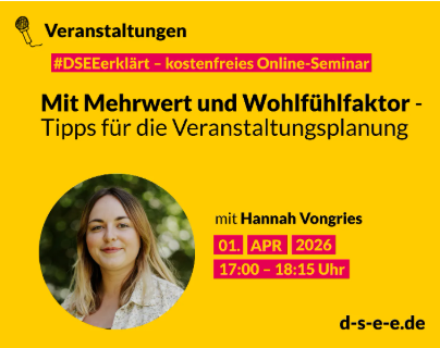 Symbolbild für die Veranstaltung „Veranstaltungen: Mit Mehrwert und Wohlfühlfaktor - Tipps für die Veranstaltungsplanung“