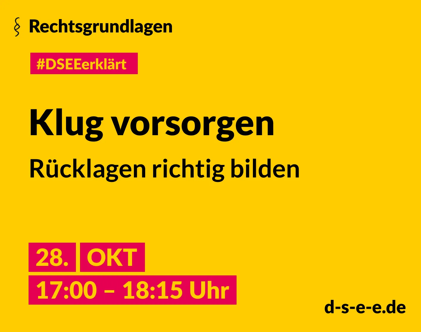 Symbolbild für die Veranstaltung „Klug vorsorgen – Rücklagen richtig bilden“